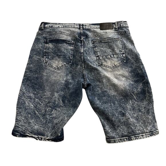 ENCRYPTED EUC MENS SIZE 44 GRUNGE BAGGY DISTRESSED DENIM BLUE JEAN SHORTS - Picture 7 of 7